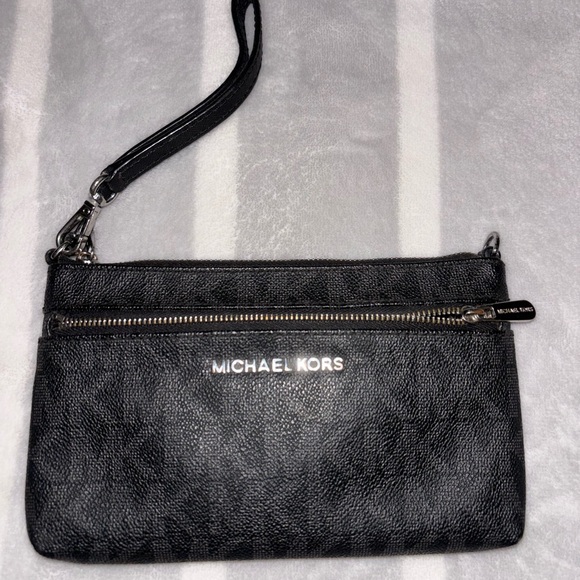 Michael Kors Black Wristlet with Silver Accents - Picture 1 of 7